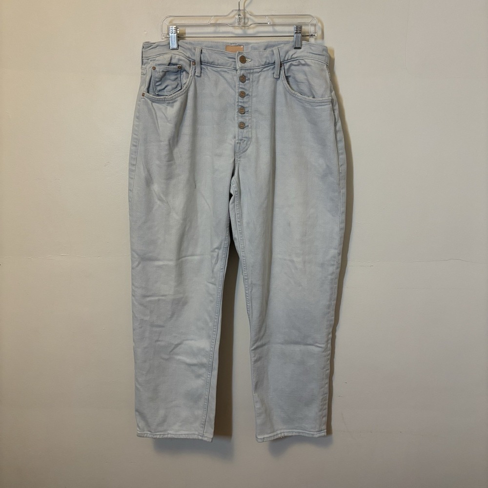 Mother The Pixie Tomcat Ankle Jeans Light Wash Button Fly 31 Blue‎ Pina Colada